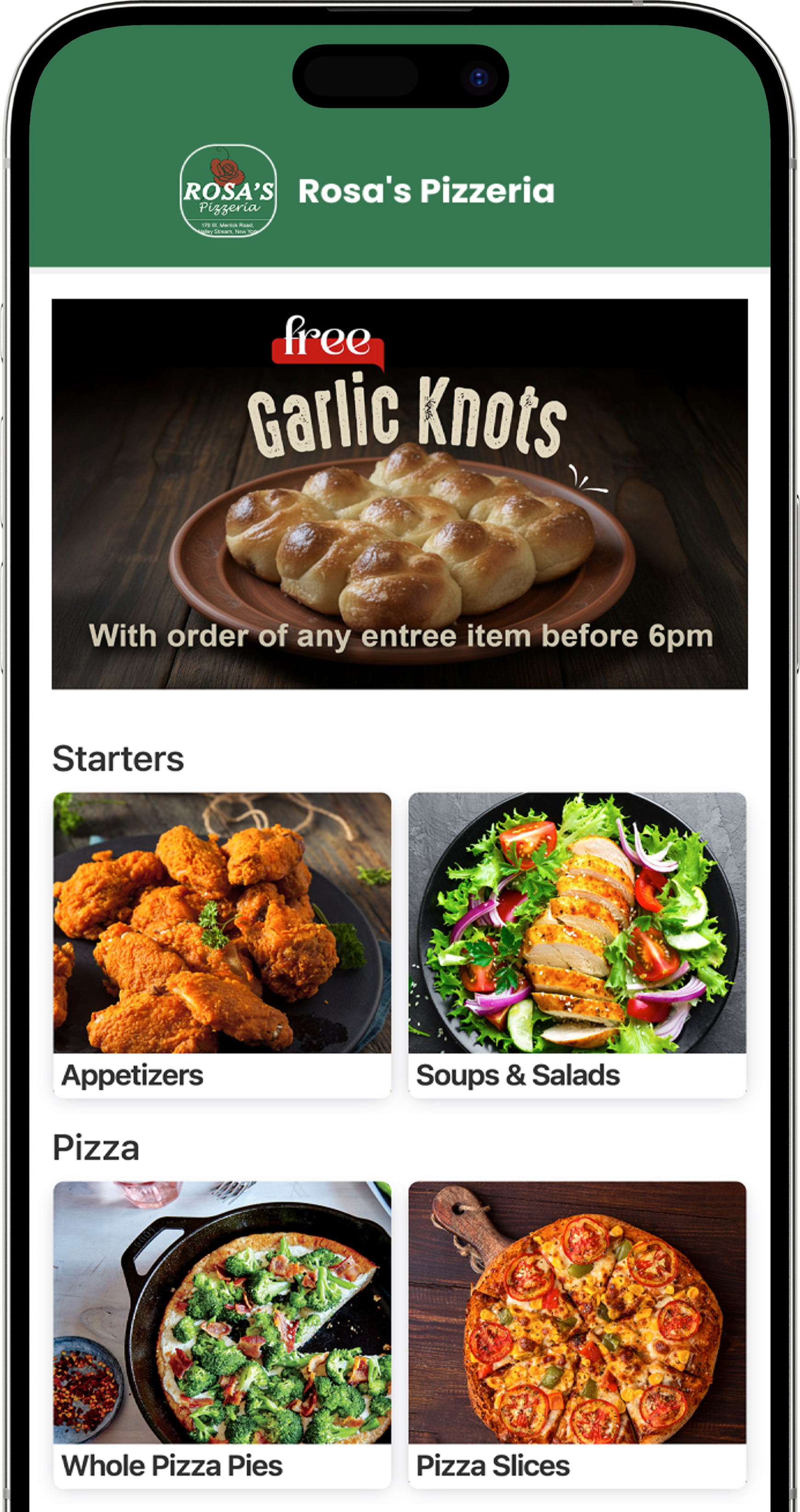 Rosa's Pizzeria Mobile App